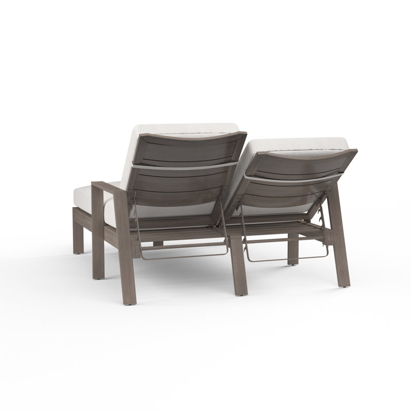 Laguna Double Reclining Chaise Lounge with Cushion, Canvas Flax Sunbrella®