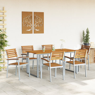 7 Piece Garden Dining Set Metal