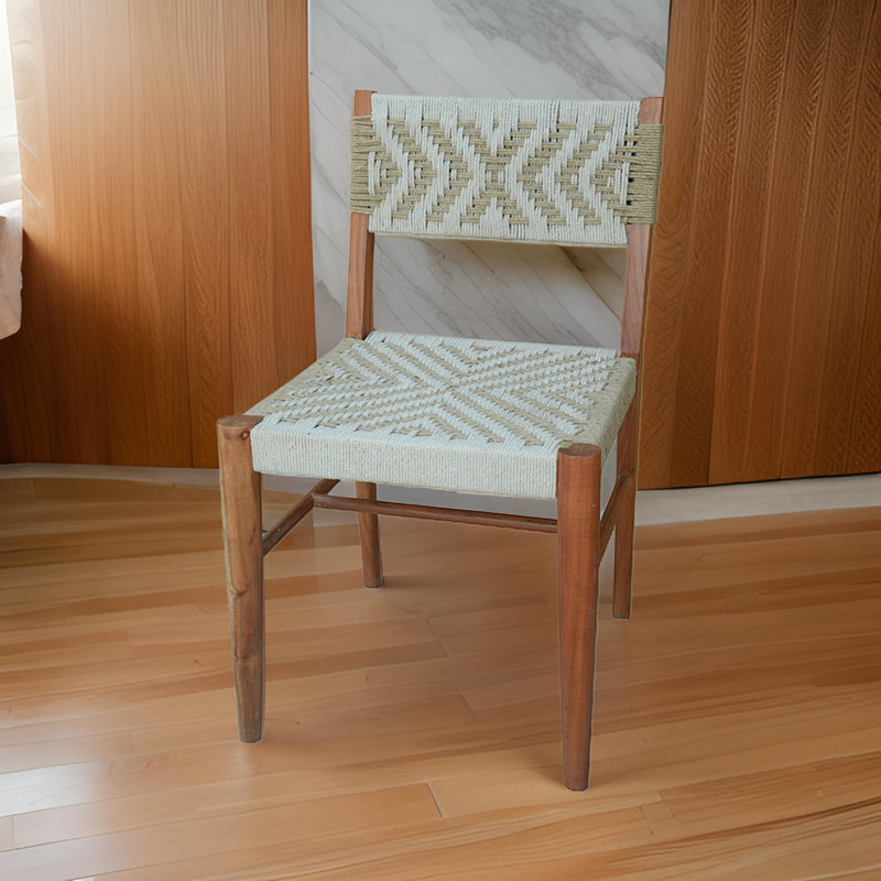 Chaise d'appoint en bois massif de couleur crème / gris Stassa