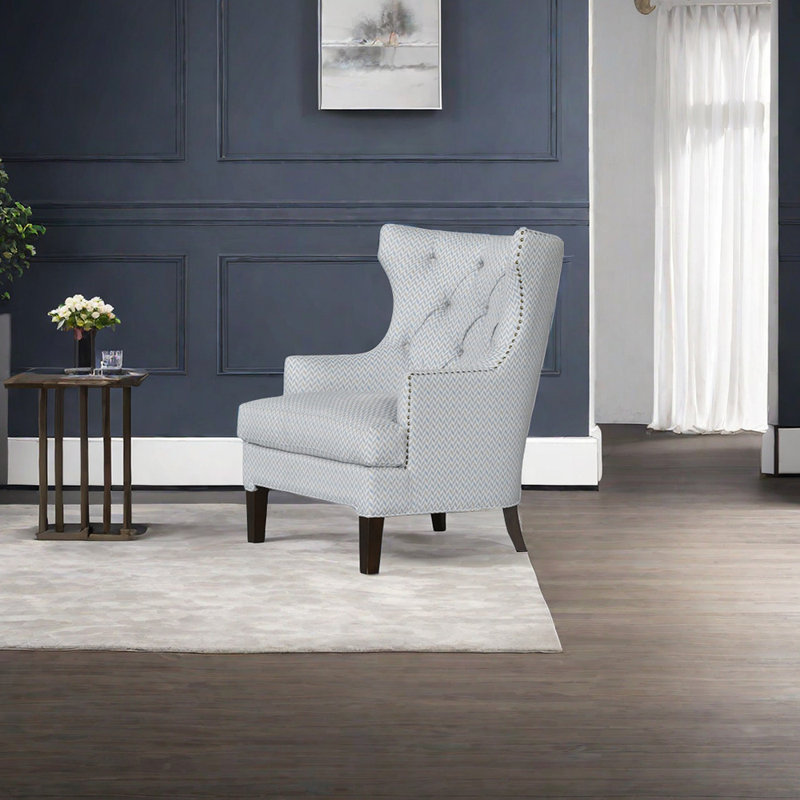 Cotton and linen recliner filled with sponge, Light Blue