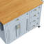 Îlot de cuisine 52 po avec abattant, étagère à épices, serviette 2 portes, 5 tiroirs, tablette réglable, composants en métal, poignées de tiroir bleu gris,-133253304-133253307