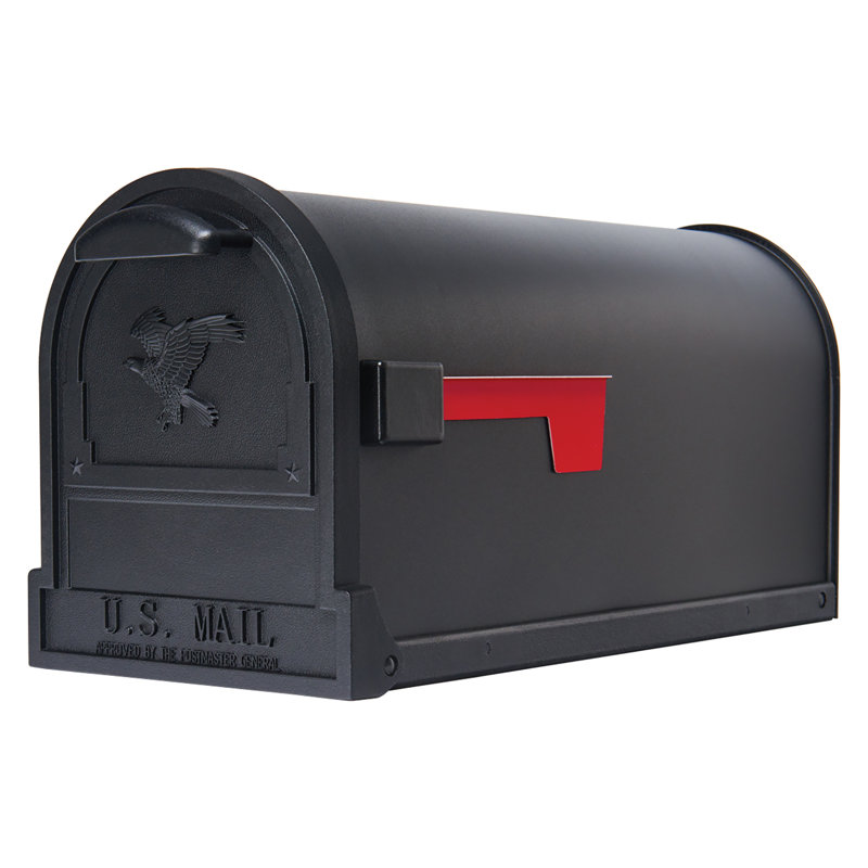 Arlington Large Black Galvanized Steel Post Mount Mailbox