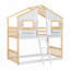 Lit superposé simple au dessus d'un lit simple avec toit-933706822