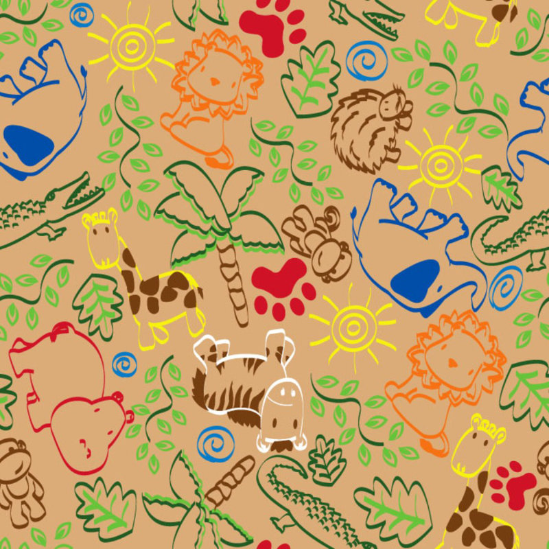 Tapis brun clair touffeté Animal Doodles, Carré 6 pi