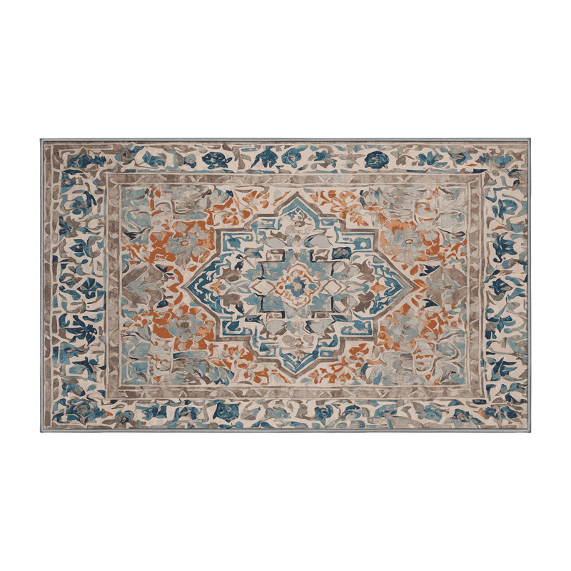 Machine Washable Gray Area Rug, Rectangle 3' x 5'