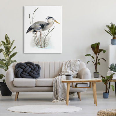 «Détaillé Heron Bird Leering Wetland Grass Marsh» par Studio Q - impression sur toile tendue