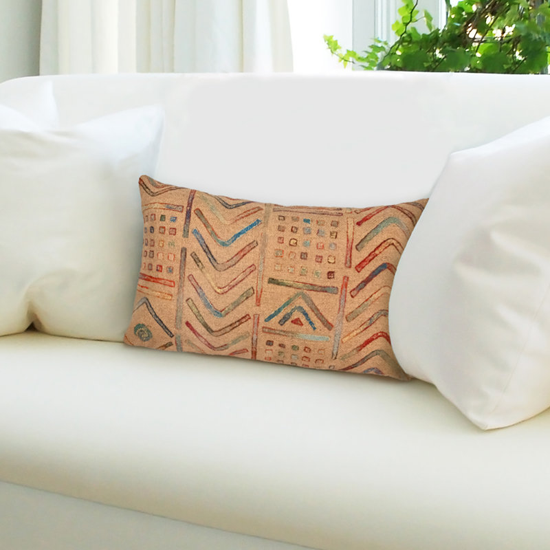 Geometric Outdoor Reversible Throw Pillow, Beige