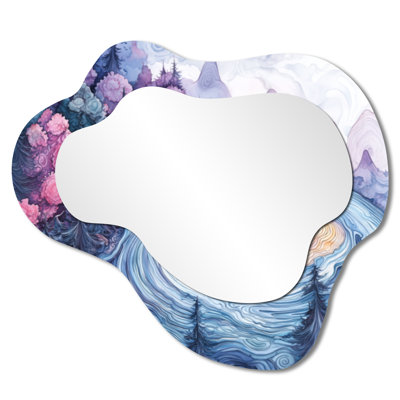 Forest Pink Crystal Ripples Through The Woods I - Forest Cloud Decorative Wall Mirror, Traditional Vanity Mirror, Printed on Metal