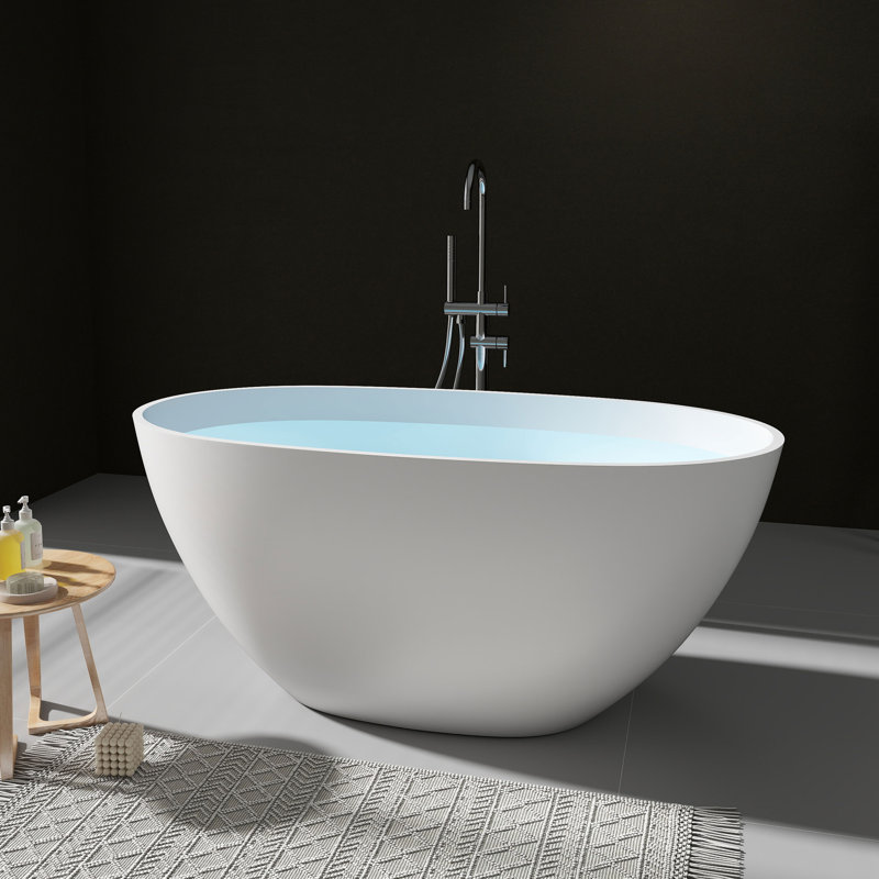 51"×27" Freestanding Soaking Tub Solid Surface Bathtub