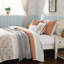 Courtepointe réversible 6 pièces en corail, double / grand, coton avec coussins décoratifs pour lit double / grand, décorative-119448679-119448681
