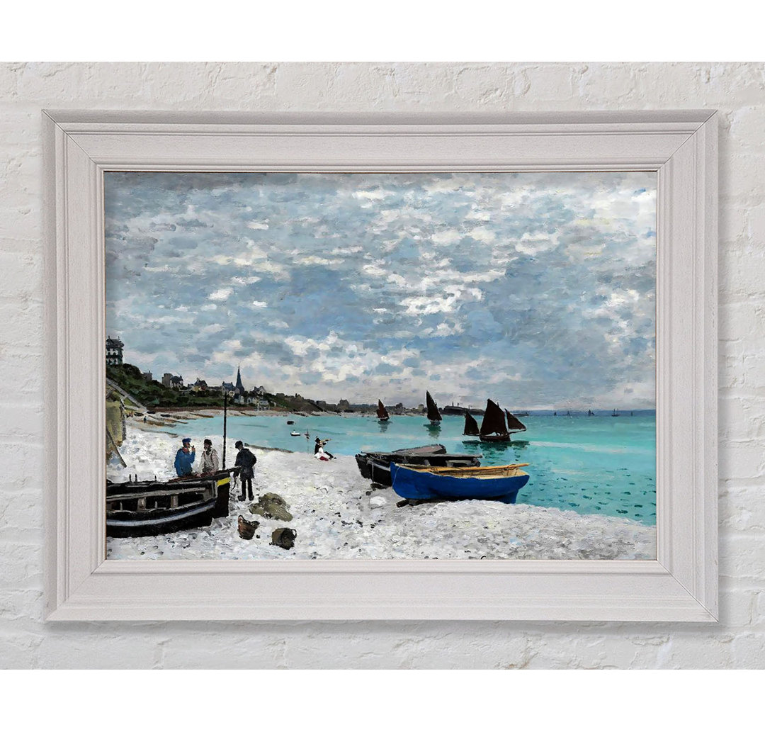 Gerahmtes Leinwandbild The Beach At Sainte-Adresse von Monet