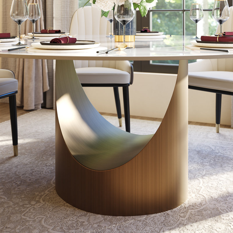 Ensemble de table de salle à manger 7 pièces pour 6 personnes, ensemble de table de salle à manger en pierre frittée brillant