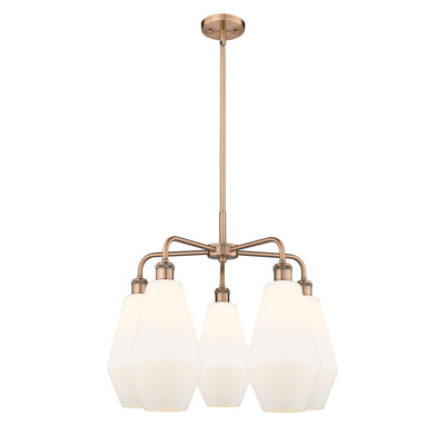 Amylea 5 - Light Steel Dimmable Geometric Chandelier