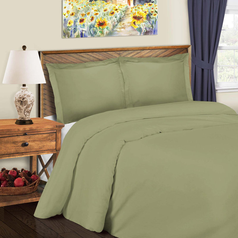Ensemble de housse de couette en mélange de coton 600 fils Burrier, Édredon très grand / très grand californien Hou, sauge