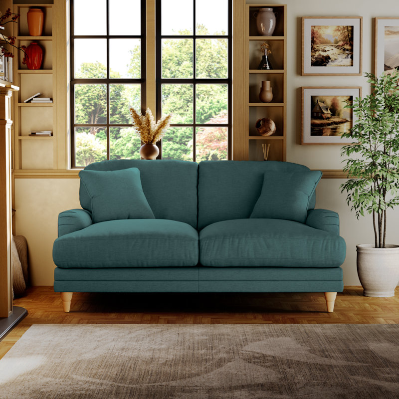 Adaku 2 Seater Sofa, Country Oak, Teal