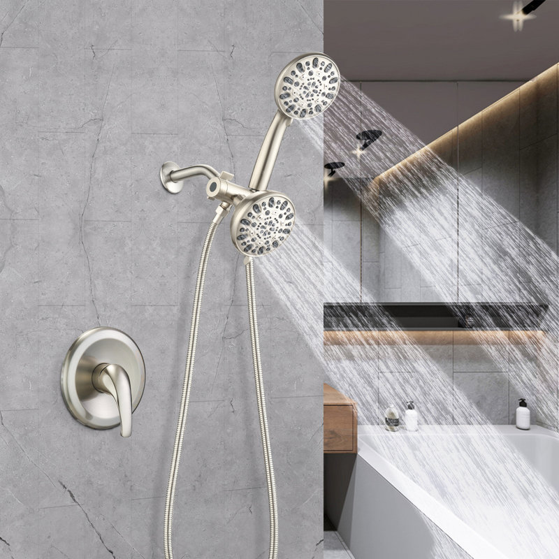 Système de douche complet avec valve, Nickel brossé