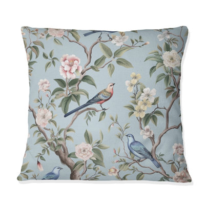 Chinoiserie With Birds And Peonies XIV - Floral Printed Throw Pillow
