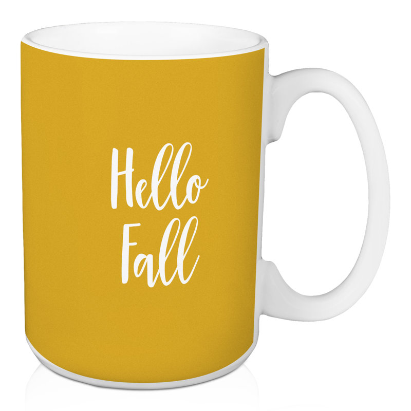 Grande tasse à café hello automne Narron, Jaune moutarde