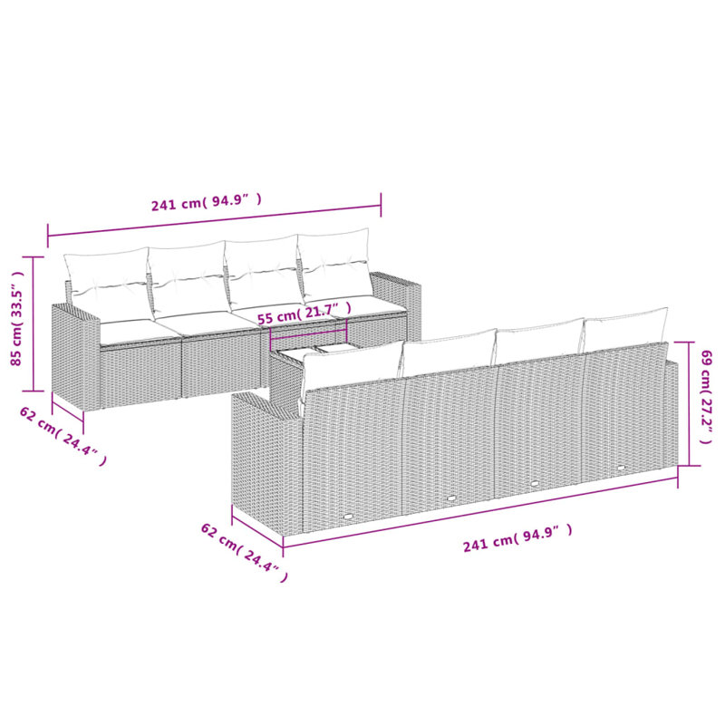 Ensemble de canapé de jardin Vidaxl beige, blanc crème