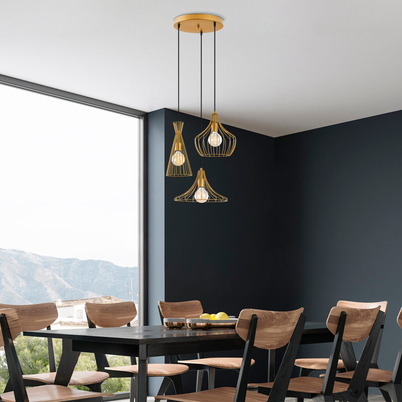 Gallego 3 - Light Gold Geometric Pendant, Gold