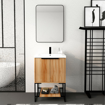 Meuble-lavabo autoportant de 24 po avec lavabo en résine