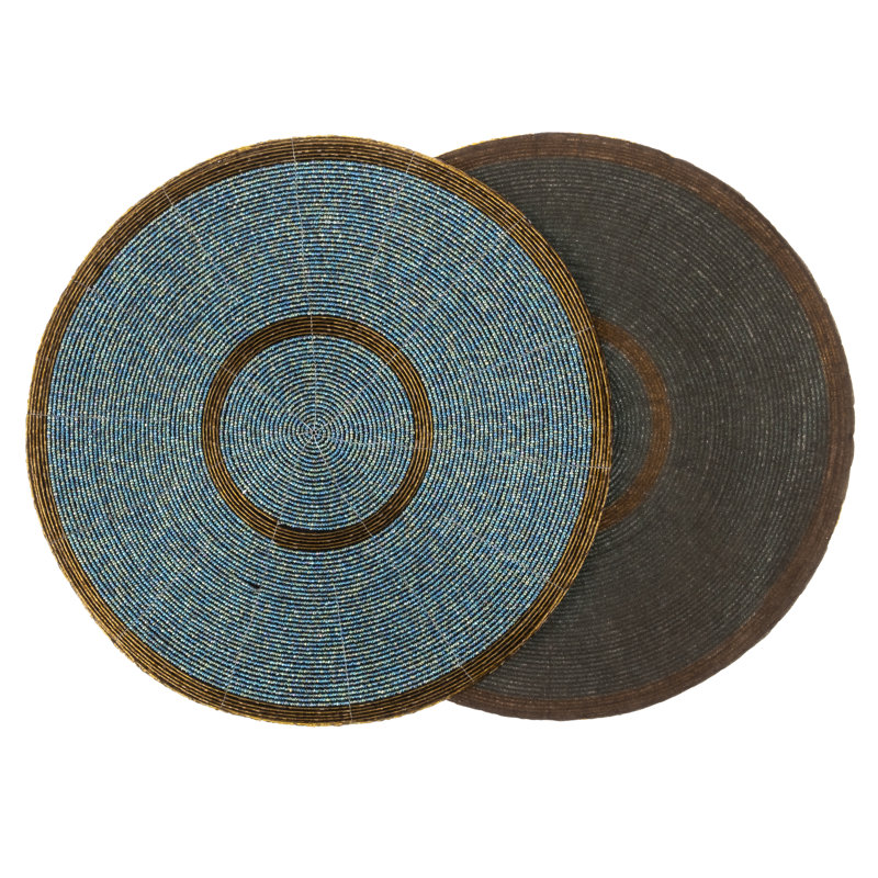 Danbury Glass Patchwork Round, Aqua/Antique Gold