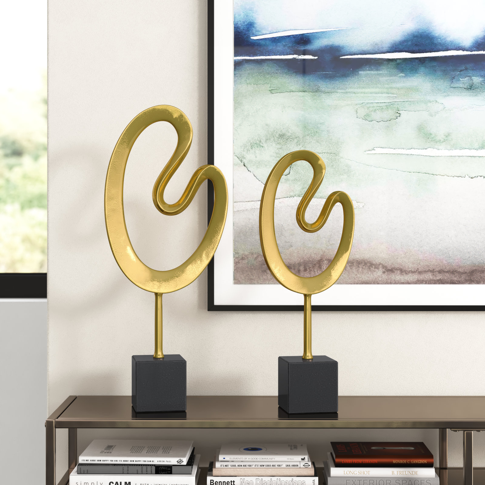 Monroe Lane Modern Metal Wall Decor - Set of 2, Gold