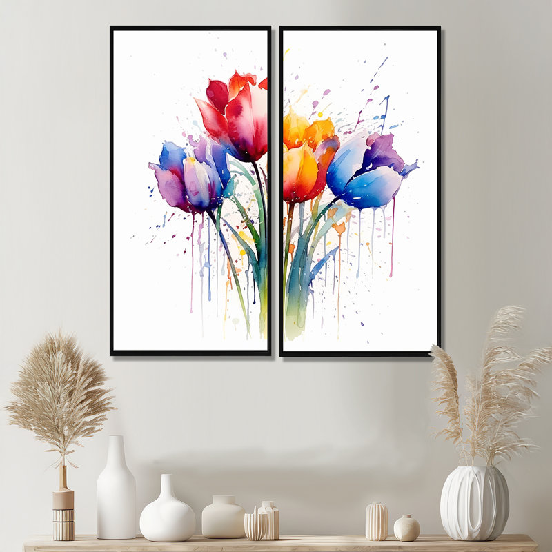 Herald - Art mural traditionnel rose, 32" H x 32" W, Black, Impression encadrée flottante