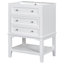 Meuble-lavabo 24 po avec lavabo, armoire de rangement avec tiroir et tablette ouverte, structure en bois massif, blanc
