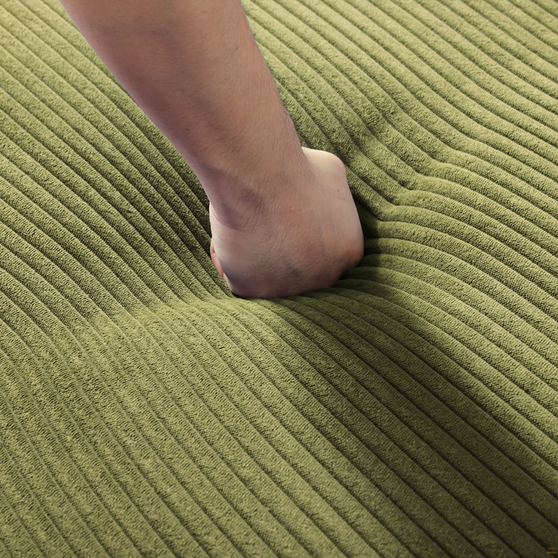 Chaise longue en velours côtelé luxueux avec 3 coussins, canapé-lit convertible avec poche de rangement, conception sans cadre et mousse de compression pour les petits espaces