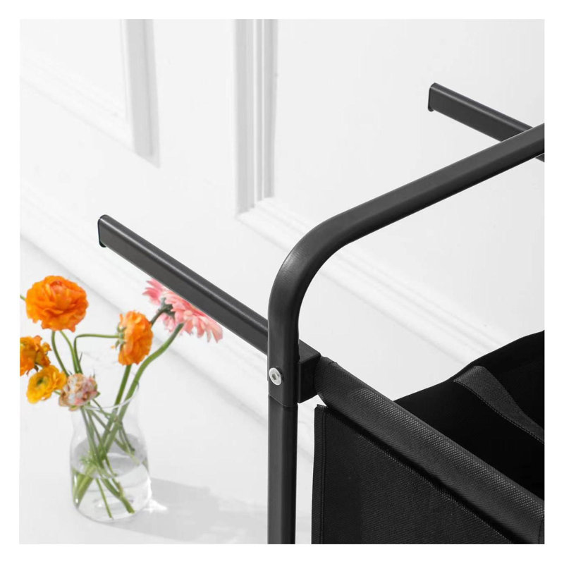  Trieur de paniers à linge à 2 niveaux, grande capacité de 110 L avec couvercle et cartes de tri, panier de rangement pour vêtements et jouets en tissu Oxford, noir pour la maison