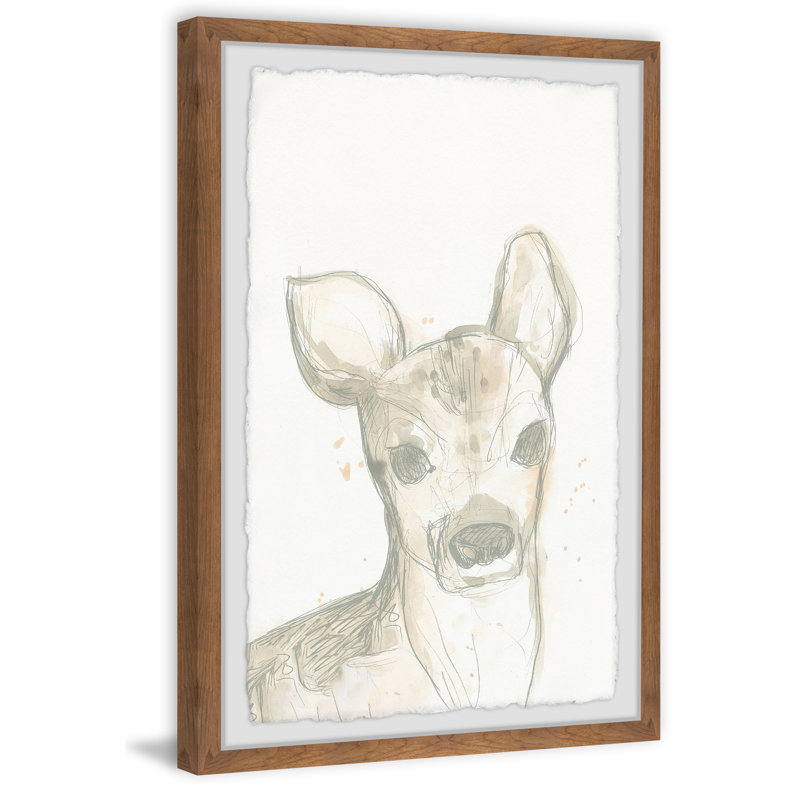 Decicco Deer Cameo I - Drawing, 61cm H x 41cm W