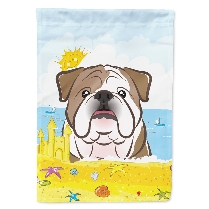 Drapeau de jardin à 2 côtés summer beach, Bouledogue (beige et blanc)