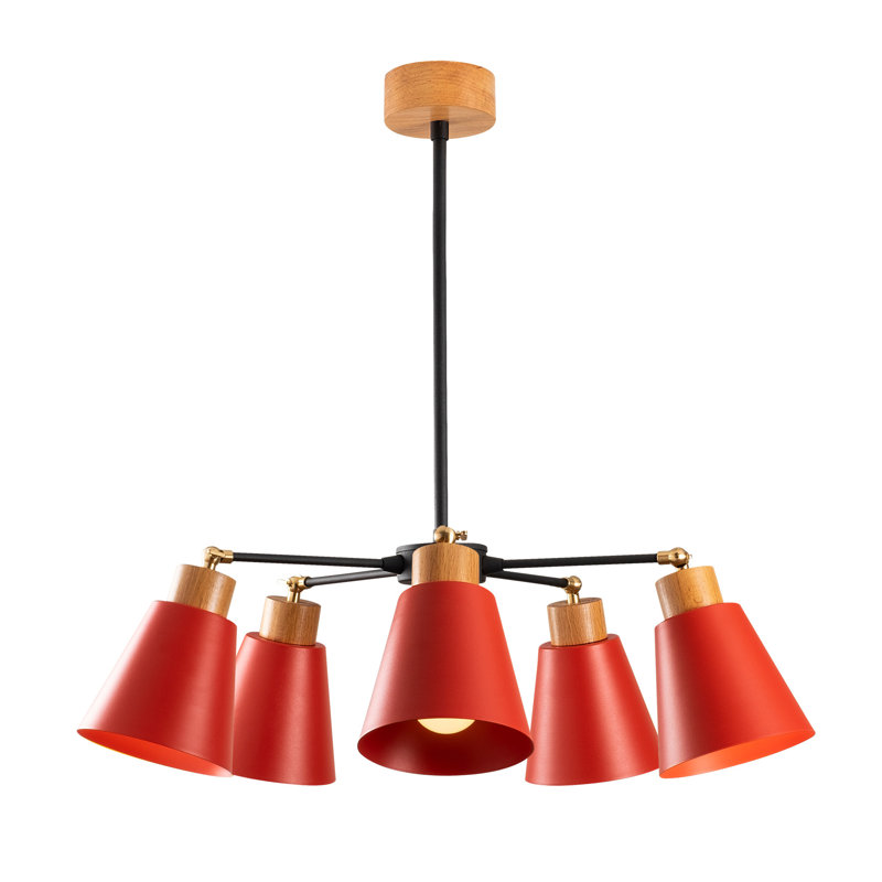 Luminaire suspendu conique à 5 lumières Seren, Rouge