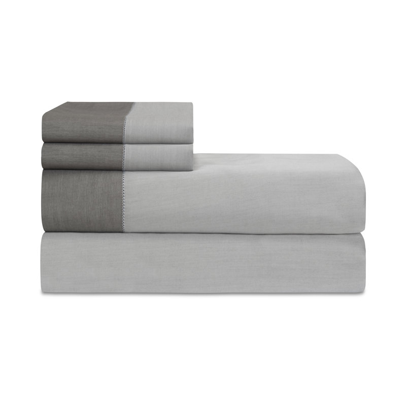 Celeste Sateen Sheet Set, Shadow Gray, Queen