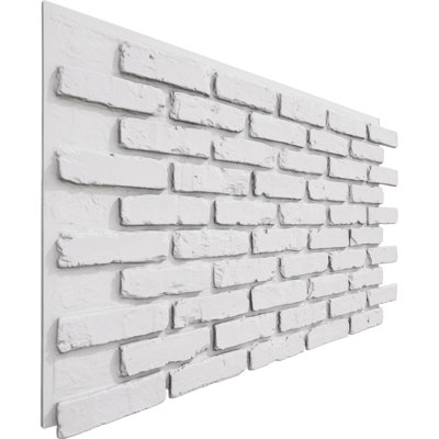EverStone Aged Brick Faux Brick Panel, 46 7/8"W x 27"H x 1 1/4"D, Whitestone Colour