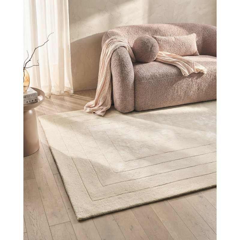 Rectangle 160 cm x 230 cm Geometric Wool and Viscose Hand Tufted Area Rug