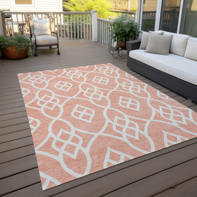 Malek Indoor/Outdoor Area Rug with Non-Slip Backing, Rectangle 8' x 10'
