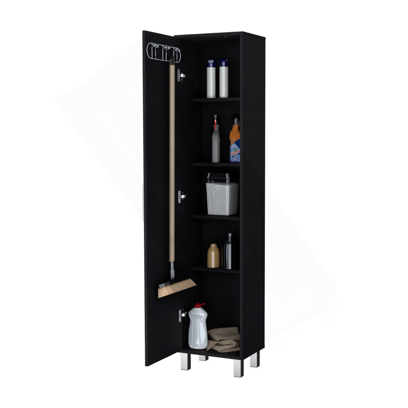 Armoire 1 porte Wenge avec 3 porte-balais