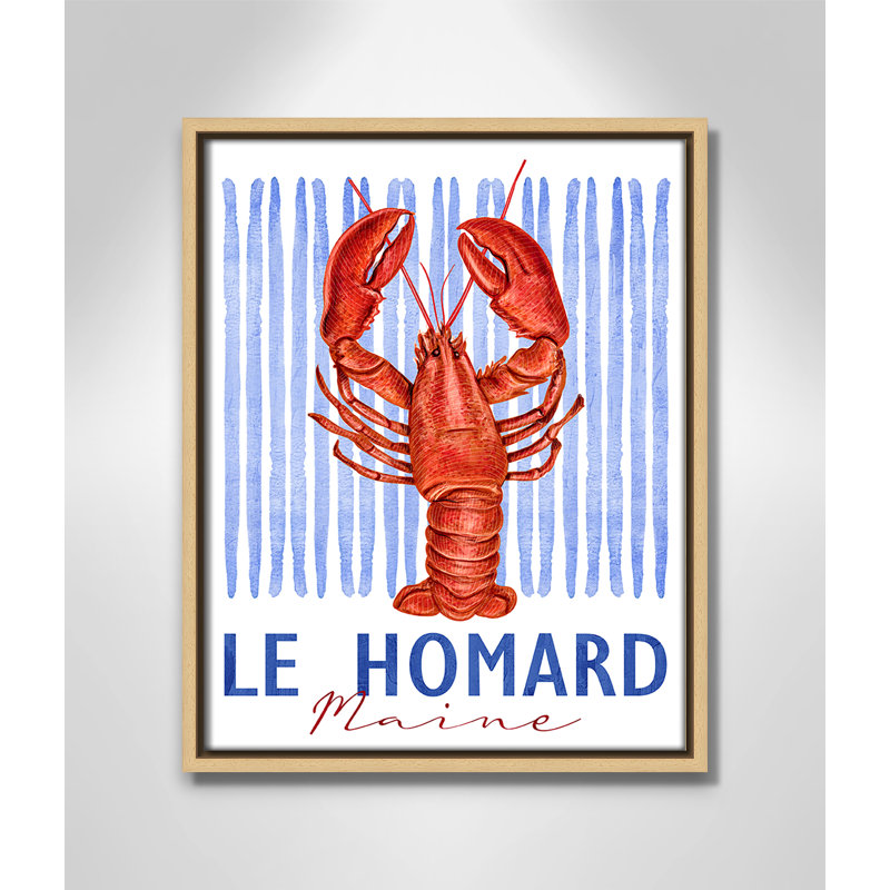 «Le Homard Print» par Kimberly Allen, 12.5' W x 15.5' H, Natural Floater