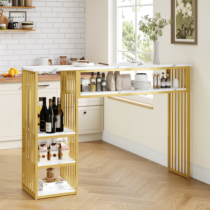 140 cm Iron Mini Bar Cabinet, Gold
