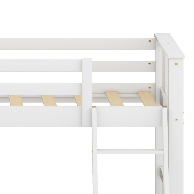 Kids Twin Over Twin Bunk Bed, Lit superposé simple sur simple, Blanc