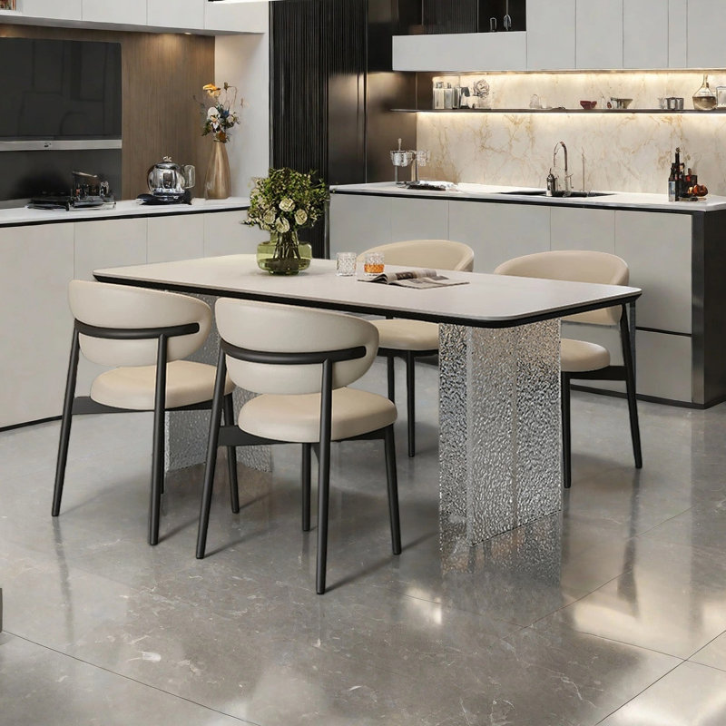 Modern minimalist creative dining table, 29.53"H x 62.99"L x 31.5"W