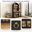 Armoire à vin 70 po de haut style Mid-Century arquée, bar à café avec portes réglables en verre trempé et porte-bouteilles-1554040000