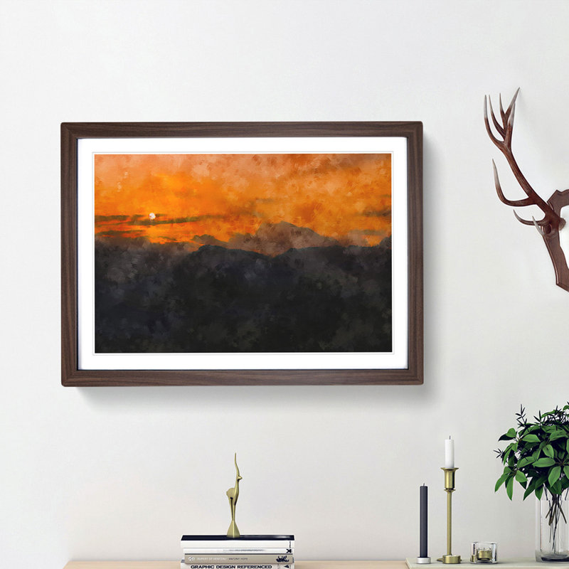 The Sunthe Mountains - Framed Print, 24cm H x 33cm W x 2cm D, Walnut Framed