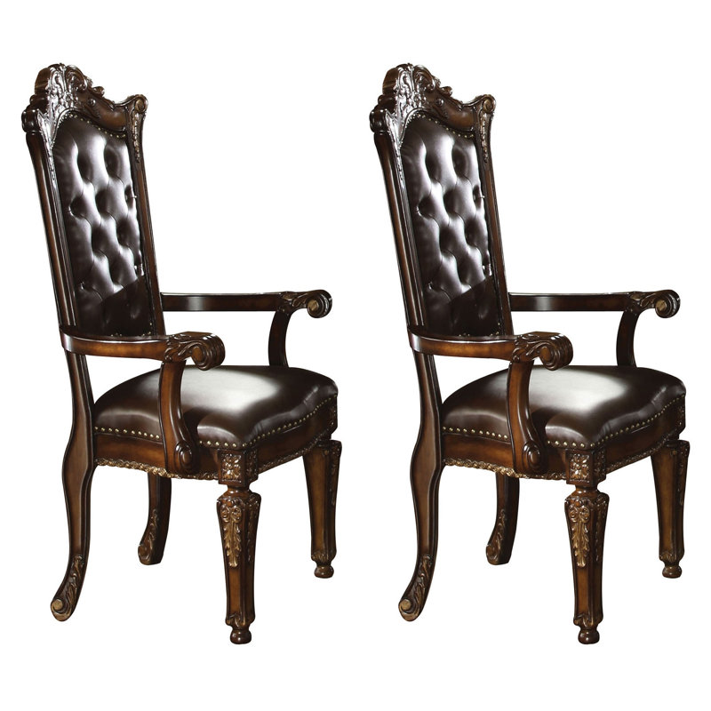 Chaise avec accoudoirs rembourrée Hadis (ensemble de 2), Espresso, Cerisier