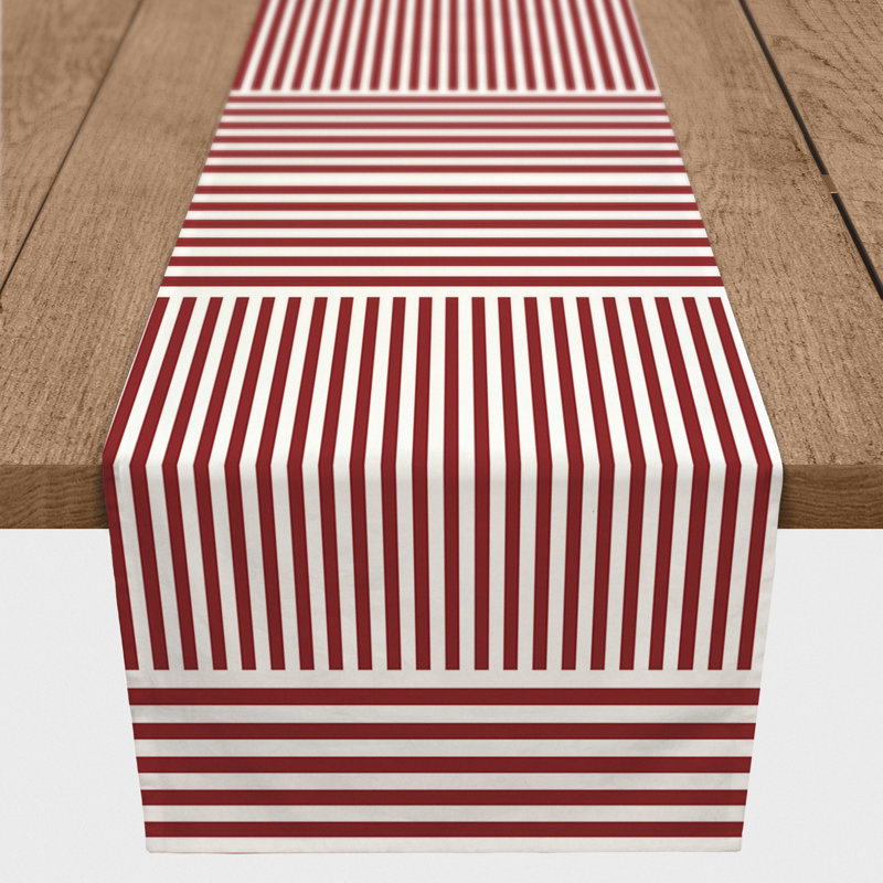 Ardenti Striped Table Runner, 90" x 16", Red