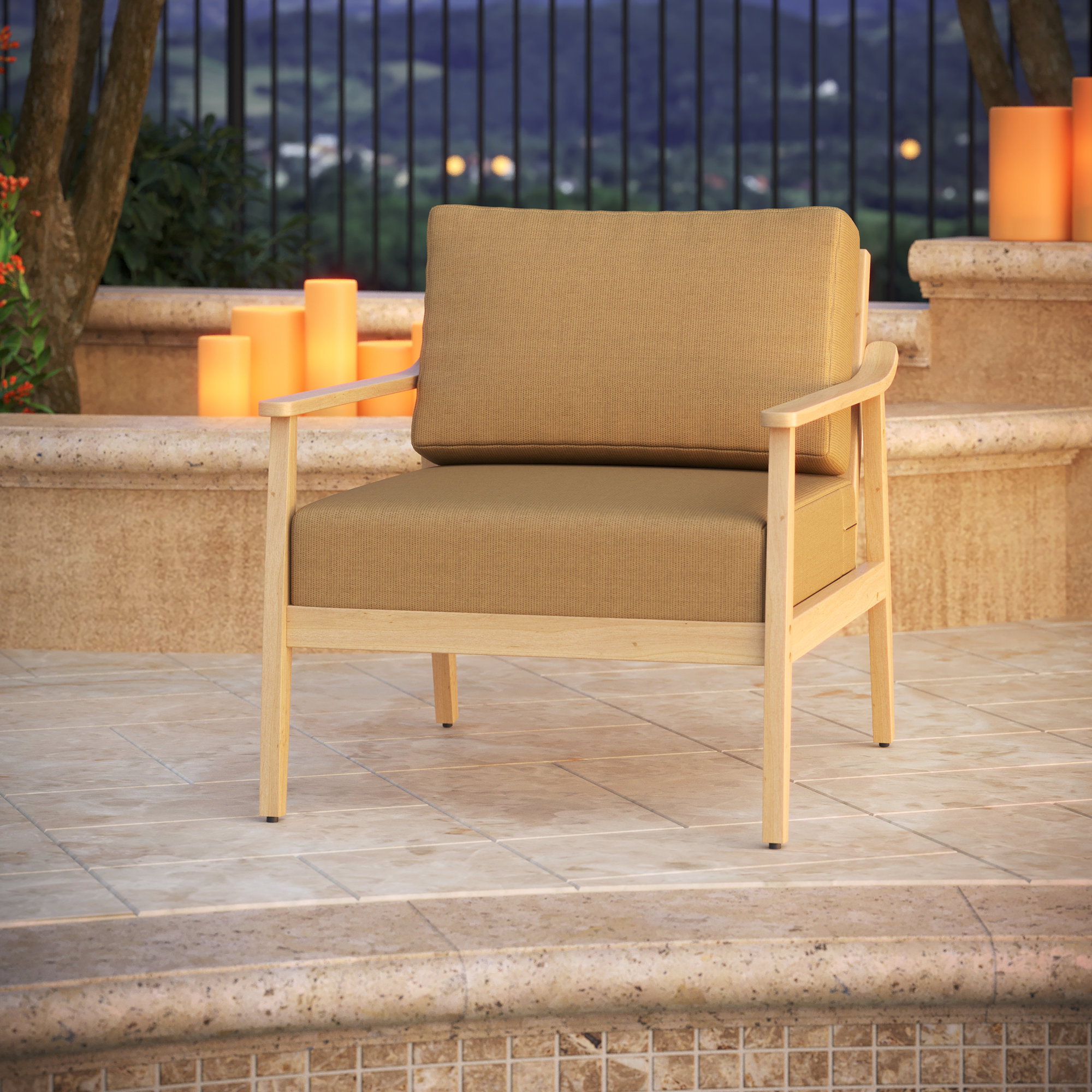 Amala Outdoor Sunbrella® Seat/Back Cushion, 28.5" W x 28.5" D, Sunbrella® Canvas Heather Beige 
