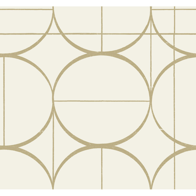 Geometric Metallic Wallpaper Roll, Cream/Gold