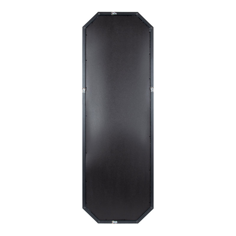 Black Octagon Full Length Wall Mirror with Beveled Edge